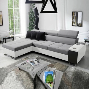 Rohová sedací souprava s funkcí spaní Dafni šedobílá levostranný výplet pohodlí a funkčnost pro každodenní relaxaci