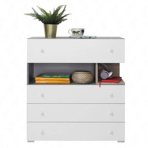 Zásuvková komoda Epsilon 85 cm beton / bílá / dub ideální do pokoje pro mládež funkční a prostorná