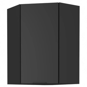 Rohová kuchyňská nástěnná skříňka černá 60x60 GN-90 1F kovová hrana úchytka skříňka odolná proti vlhkosti a poškození