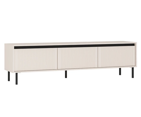 Nábytek Osaka béžová / černá moderní design podtržený módními barvami vysoké kovové černé nohy vkusné rýhované čelo