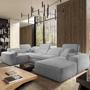 Rohová sedací souprava s funkcí spaní Viano IV světle šedá designová pravá rohová sedací souprava, která se skvěle hodí do moderních interiérů