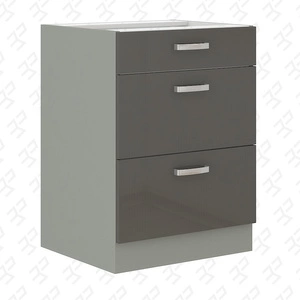 Kuchyňská skříňka stojící se zásuvkami Grey 60 D 3S BB skříňka odolná proti vysoké teplotě páry a rozlité tekutině