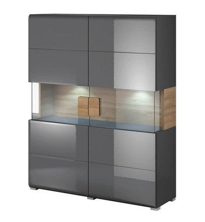 Nábytková stěna Toledo antracit / antracit lesk / dub vnuk ideální do obývacího pokoje a obývacího pokoje