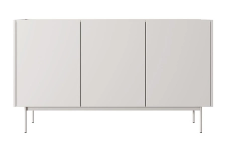 Komoda Vellore 144 cm béžová elegantní komoda s jemným charakterem se sníženou horní deskou v dubovém odstínu kovové nohy