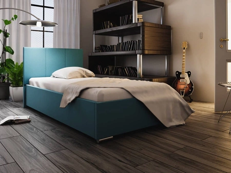 Čalouněná postel Lugo 90x200 modrá s čelem v moderním stylu ideální do pokoje pro mladé nebo malé ložnice