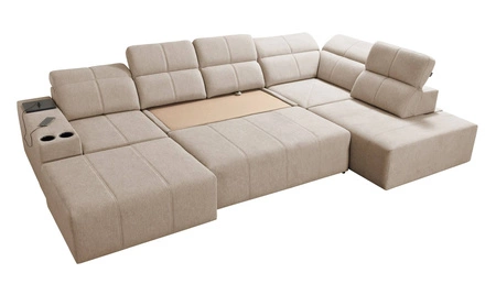 Rohová pohovka s funkcí spaní Tesalia VI hnědá levá Moderní a pohodlná rohová pohovka s funkcí posuvného opěradla