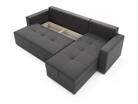 Šedá pravá rohová pohovka Aldo s funkcí spaní zaručuje nejvyšší pohodlí a funkčnost