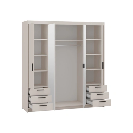 Šatní skříň Rene 176 cm bez písku stylový design ABS povrchová úprava okrajů šatní skříň se zrcadlem do ložnice nebo šatny prostorné zásuvky