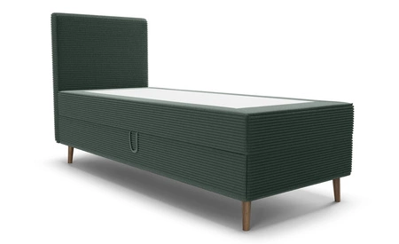 Kontinentální postel Totti 90x200 zelená stylová postel s úložným prostorem trojrozměrná tkanina s výraznými pruhy