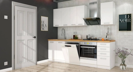 Sada kuchyňského nábytku EkoWhite 240 cm minimalismus ve skandinávském stylu a jednoduchý modernismus ideální do každého interiéru