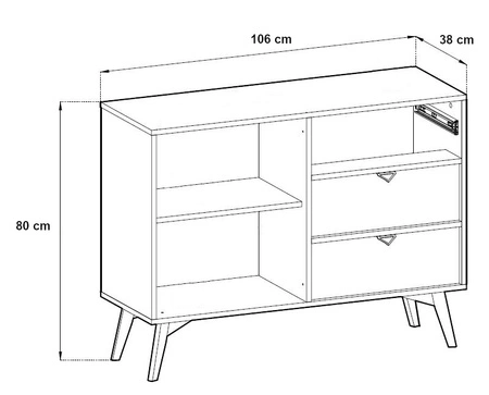 Komoda Wald 106 cm béžová / béžová herringbone vkusný dekor herringbone na čelech komody designové úchyty na hranách