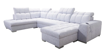 Luigi VI tyrkysová Tyrkysová pravá rohová pohovka s funkcí spaní Stylová rozkládací pohovka s kontejnery na lůžkoviny potažená měkkou látkou