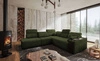 Rohová sedací souprava s funkcí spaní Tesalia IX zelená levá moderní design pohodlný posuvný opěrák zásuvka v boku nábytku