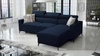 Rohová sedací souprava s funkcí spaní Savona tmavě modrá pravý roh pohodlná a elegantní s nastavitelnými opěrkami hlavy dekorativní prošívání