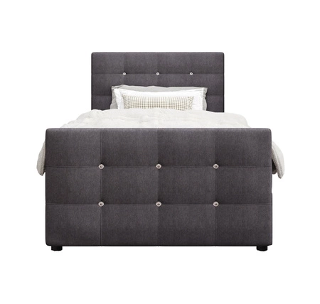 Kontinentální postel Kansas 120x200 grafit v moderním skandinávském stylu s čalouněným čelem a nohou