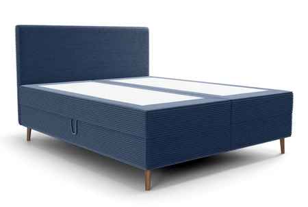 Kontinentální postel Totti 180x200 modrá stylová postel s úložným prostorem trojrozměrná tkanina s výraznými pruhy
