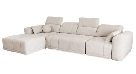 Rohová sedací souprava s funkcí spaní Cetara XII krémová levá strana stylový design pohodlná posuvná opěradla dvě nádoby na lůžkoviny