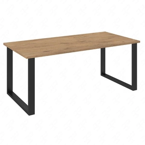 Stůl Taunton 185x90 cm dub lancelot / černá jednoduchá forma nábytku obohacená o stylové černé nohy v loftovém stylu odolné proti rozlití desky