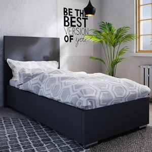 Černá čalouněná postel Burgos 90x200 s moderním čelem ideální do pokoje pro mladé nebo malé ložnice