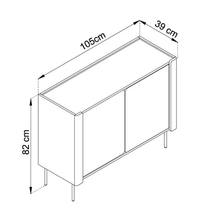 Komoda Tantuni 105 cm warmia ořech / béžová stylová a elegantní komoda se zaoblenými čely stabilní kovové nohy