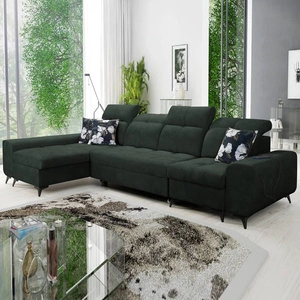 Rohová pohovka s funkcí spaní Buffalo XII zelená levá strana Stylová a funkční rohová pohovka s kontejnerem na lůžkoviny