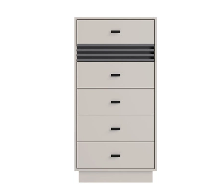 Komoda Estan 60 cm béžová / antracitová moderní designový nábytek kvalitní zpracování hrany komody zakončené speciální dýhou