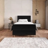 Černá kontinentální postel Benet 100x200 v moderním skandinávském stylu s čalouněným čelem a nohama postele s úložným boxem
