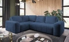 Rohová sedací souprava s funkcí spaní Bovec II modrá levá komfortní rohová sedací souprava se stylovou nádobou na lůžkoviny s charakterem