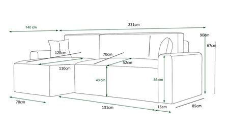Rohová sedací souprava s funkcí spaní Brandon Bis černá levá strana měkká tkanina s charakteristickou smyčkovou povrchovou nádobou na lůžkoviny