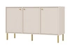 Komoda Kioto II 125 cm béžová minimalistická forma ideální do ložnice, obývacího pokoje nebo pokoje pro mládež zlaté úchyty