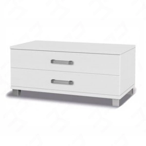 RTV skříň Maximus 100 cm bílá se zásuvkami moderní design a zásuvky na válečkových pojezdech