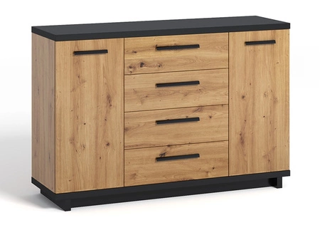 Ložnicová sestava nábytku Simi dub artisan / černá moderní designová ložnicová sestava nábytku z kvalitní laminované desky