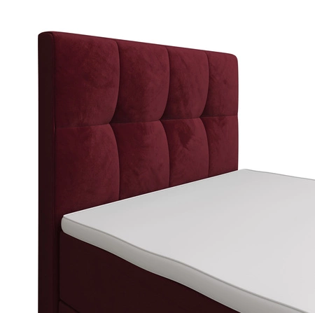 Vínová kontinentální postel Manhattan 100x200 v moderním skandinávském stylu s čalouněným čelem a nohou postele s úložným boxem