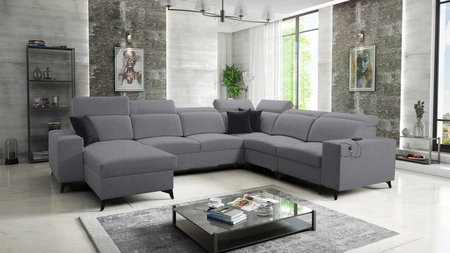 Kelly Sleek VIII šedá levá stylová rohová pohovka s funkcí spaní do obývacího pokoje poskytuje pohodlí při relaxaci