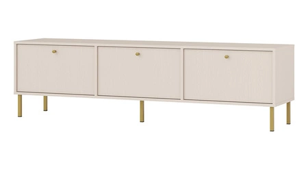 RTV skříň Kioto II 180 cm béžová stylový design kovové zlaté nohy skříň s dvířky otevíranými dolů tlumené barvy