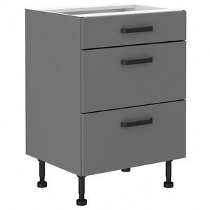 Stojící kuchyňská skříňka se zásuvkami Verdi 60 D 3S BB kovová úchytka skříňka odolná proti vlhkosti a poškození