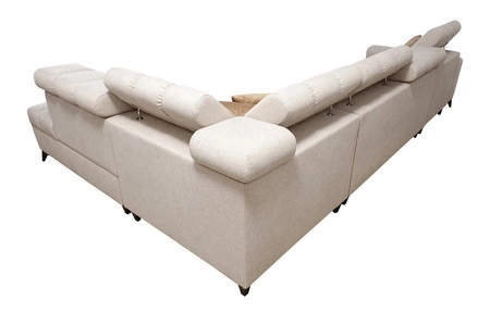 Rohová pohovka s funkcí spaní Bolmso XI béžová pravá strana stylový design rohová rozkládací pohovka se zásuvkou a kontejnery na lůžkoviny