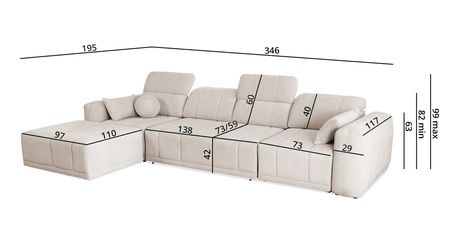 Rohová sedací souprava s funkcí spaní Cetara XII béžová levá strana stylový design pohodlná posuvná opěradla dvě nádoby na lůžkoviny