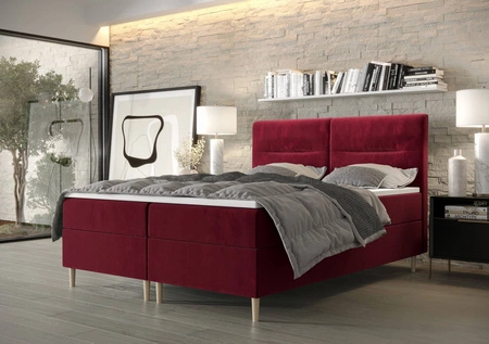 Kontinentální postel Voltera 160x200 ve vínové barvě v moderním skandinávském stylu s výrazným čelem