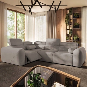 Cantare II Lux rohová pohovka s funkcí spaní šedý jasan levá pohodlná rohová pohovka do obývacího pokoje se zvedací podnožkou měkká látka