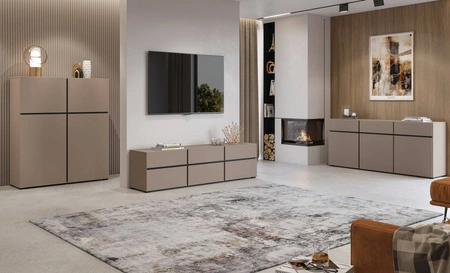 Nábytek do obývacího pokoje Cross tmavě béžový Jednoduchá forma nábytku v moderním provedení potěší milovníky minimalistických interiérů