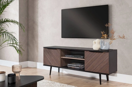 TV skříňka Tullio 150 cm černá grafitová / captains deck elegantní skříňka v původních barvách kovové hrany úchytek