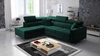 Rohová sedačka s funkcí spaní Nausa III láhev zelená levá sametová pohodlná rohová sedačka nastavitelné opěrky hlavy kontejner na lůžkoviny