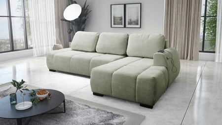 Rohová pohovka s funkcí spaní Gentle mincovna na pravé straně Stylová designová rohová rozkládací pohovka charakteristická svým zaobleným tvarem