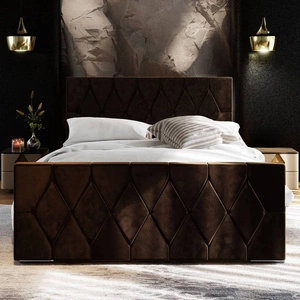Čalouněná postel Sparks 160x200 hnědá s úložným prostorem v moderním stylu s výrazným čelem a nohou