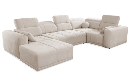 Rohová sedací souprava s funkcí spaní Cetara IV šedá levá strana stylový rohový design s posuvnými opěradly dvě nádoby na lůžkoviny