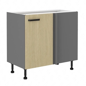 Rohová kuchyňská linka Chevron 105 ND 1F BB pravá čela s dekorativním dekorem rybí kosti skříňka odolná proti vlhkosti a poškození