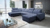 Rohová pohovka Luigi VI s funkcí spaní modrá pravostranná stylová rohová pohovka s kontejnery na lůžkoviny potaženými měkkou látkou