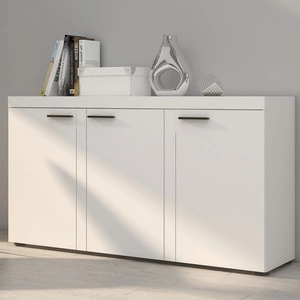 Komoda Rene 149 cm bílá moderní tvary komody v jedinečném designu lemování zakončeném speciální dýhou