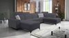 Kelly Sleek VI rohová pohovka s funkcí spaní grafitová levá moderní designová rohová pohovka do obývacího pokoje s nastavitelnými opěrkami hlavy